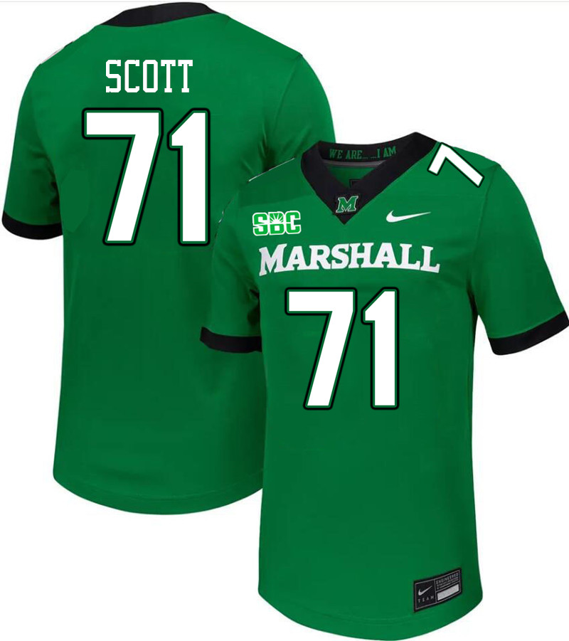 Marshall Thundering Herd #71 Morgan Scott College Football Jerseys Stitched-Green